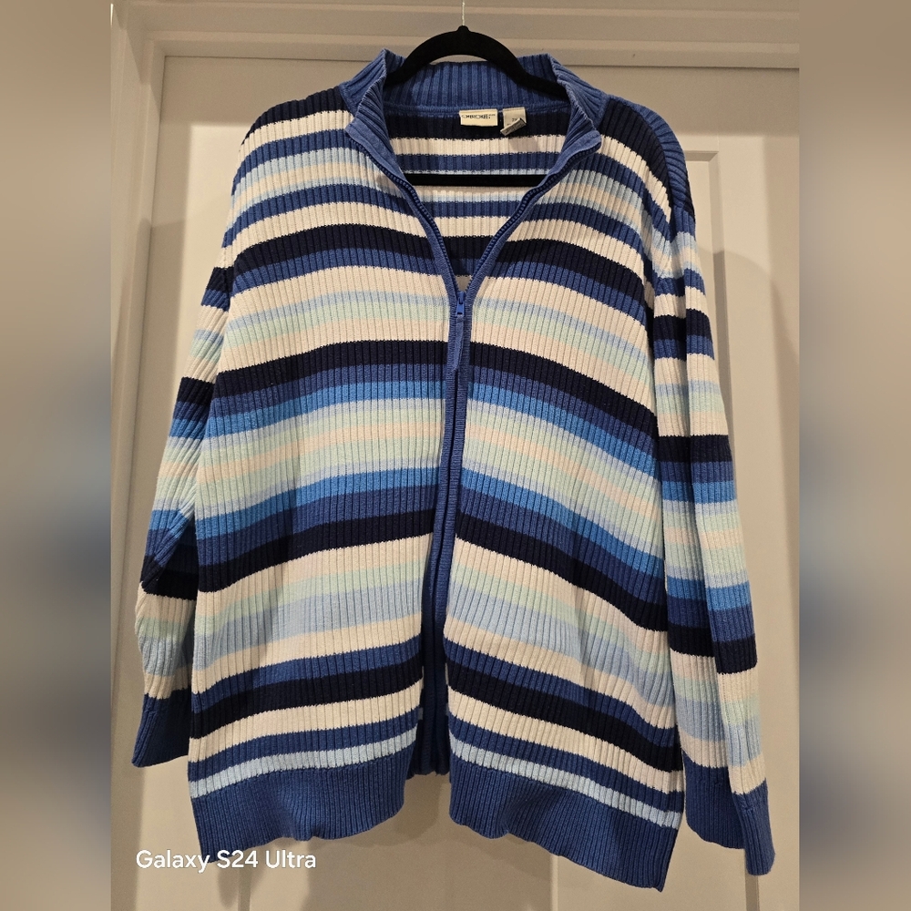 Cherokee Blue and White Striped Cardigan
